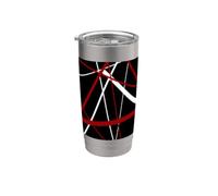 Modern Line Urban Geometry Nero Bianco Rosso Bicchiere termico in acciaio inox doppia parete