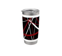 Modern Line Urban Geometry Nero Bianco Rosso Bicchiere termico in acciaio inox doppia parete