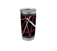 Modern Line Urban Geometry Nero Bianco Rosso Bicchiere termico in acciaio inox doppia parete