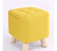 Modern Linen Foot Stool Ottoman for Living Room and Bedroom Small Square Rest Stool with Shoe Change Compartment Black 28x28x25cm