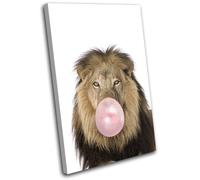Modern Lion Big Cat Bubblegum Animals SINGLE TELA parete arte foto stampa
