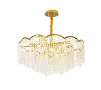 Modern Luxury Crystal Chandeliers Gold High Hanging Light Villa Duplex Building Glass Pendant Lamp Living Room Decoration