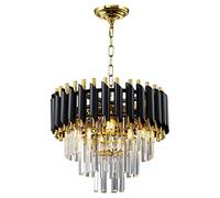 Modern Luxury Crystal Pendant Light Black Golden Crystal Chandelier Lights 3-Tier Raindrop Chandelier Light Fixture Flush Mount Ceiling Light for Dining Room Living Room Table Foyer,D40cm*H100cm…