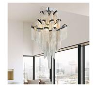Modern Luxury Pendant Lights Hotel Hall Castle Stair Chain Fringed Pendant Hanging Light Home Dining Room Hotel Hall Decoration Modern LED Chandelier (Warm White 80CM)