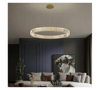 Modern Luxury Round Stainless Steel Crystal LED Chandelier Nordic Single Ring Restaurant