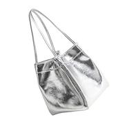 Modern Metallic Effect Bucket Handbag Fashion Evening Strap Wear Resistant PU Fabric Top Handle Purse for Women Trendy Women's Handbag
