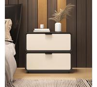 Modern minimalist bedroom solid wood bedside table with microfiber leather finish, white bedroom chest of drawers, drawer storage cabinet, wooden bedside table, wooden table with storage ( Color : Bla