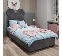 Modern Minimalist Upholstered Bed with Soft Cartoon Shaped Headboard, 140 x 200 cm, Grey, Multifunctional Bedroom Furniture, High-Profile Storage Base with Gas Lift Mechanism, Matte Not Included.