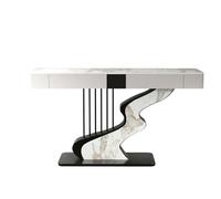 Modern Narrow Console Table, Wood Table With Storage Drawers & Shelves, Geometric Metal Frame For Entryway, Hallway Or Sofa Use(Gray 1(Black),100CM)