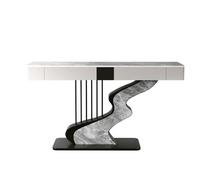 Modern Narrow Console Table, Wood Table With Storage Drawers & Shelves, Geometric Metal Frame For Entryway, Hallway Or Sofa Use(Gray 2(Black),80CM)