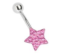 Modern Nature Piercing-Schmuck Piercing per ombelico a banana, 1,6 x 10 mm, con molte piccole pietre, 1,6 x 10 mm, Acciaio inossidabile, Non pietra preziosa
