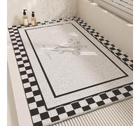 Modern Non-Slip Bath Mat Quick-Dry Soft Rubber Shower Mat Anti-Slip Loofah Bathroom Mat Custom Size for Bathtub & Shower Checkerboard Design (80x120cm)