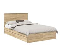 Modern Ottoman Storage Bed Frame with Upholstered Headboard, Engineered Wood Construction, Durable Slatted Support Base for British King Size Mattress 135 x 190 cm, Oak Sonoma Finish, Easy Assembly