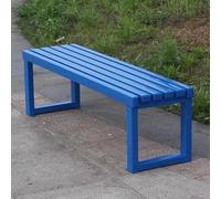 Modern Outdoor Garden Bench - Solid Wood Seat & Steel Frame, 100/120/150cm for Patio, Poolside, and More(Blue,120cm)