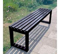 Modern Outdoor Garden Bench - Solid Wood Seat & Steel Frame, 100/120/150cm for Patio, Poolside, and More(Black,150cm)