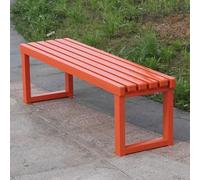 Modern Outdoor Garden Bench - Solid Wood Seat & Steel Frame, 100/120/150cm for Patio, Poolside, and More(Orange Red,120cm)