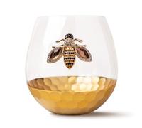 Modern Outlet Home Decor Honey Bee - Set di 2 bicchieri da vino senza stelo in cristallo di lusso con ape, regalo unico per gli amanti del vino per donne, bicchieri per cocktail, bevande rosse o