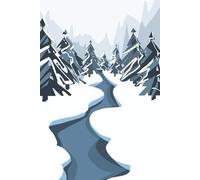 Modern Pine Forest Trees and Winter Stream Journal - 6" x 9" Size - 100 Pages - Slate Blue Grey