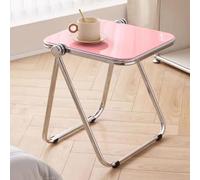 Modern Pink Folding Side Table for Garden Sofa End Drinks TV cena 44 x 36 x 41 cm Square Bedside Table