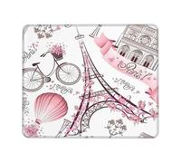 Modern Pink Paris Eiffel Tower Art Tappetini per Il Mouse Base in Gomma Mousemat Portatile Tappetino per Mouse per Gioco Computer Lavoro 25X30Cm