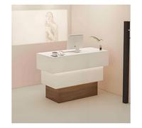 Modern Reception Desk for Office Retail Checkout Counter with Cable Grommets & LED Light Stylish Front Desk Table for Receptionists Compact 110cm (43.3in) Design