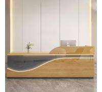 Modern Reception Desk for Small Businesses - 1,2 m Office Front Counter Table in legno naturale & grigio, ideale per saloni di bellezza e spa