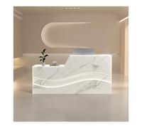 Modern Reception Desk with LED Lighting Front Desk Counter Table Retail Reception Table w/Lockable Drawer & Silent Keyboard Tray Left Side 120 cm