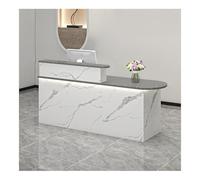 Modern Reception Desk with LED Lockable Drawers & Privacy - Elegante Checkout Counter for Salon & Office Contemporary Front Desk (B3 L100CM/L39.3in)