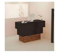 Modern Reception Desk with Light Retail Checkout Counter Front Office Table with Cable Grommets Small Receptionist Desk (H: 140cm/55.1in) for Efficient Workflow