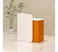 Modern Reception Desk with Lockable Drawer Stylish White & Orange MDF Welcome Counter for Home Office & Salon Functional 100x45x95cm Reception Furniture