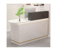 Modern Reception Desk with Lockable Drawers Ideal for Clinics & Beauty Salons Retail Stores Stylish White & Dark Gray Design 100cm Left Orientation Functional & Secure