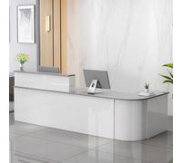 Modern Reception Desk with Storage - Elegante White & Gray Front Counter for Cash Register & Computer - 120 cm Engineered Wood Receptionist Furniture