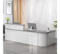 Modern Reception Desk with Storage - Elegante White & Gray Front Counter for Cash Register & Computer 130cm Ideal for Office Lobby & Reception Area Use
