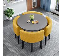 Modern Round Dining Table Set con 4 sedie in tessuto - Space-Saving Home Office Furniture for Reception Kitchen and Dining Room - Design elegante e funzionale