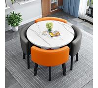 Modern Round Dining Table Set con 4 sedie in tessuto - Space-Saving Home Office & Kitchen Furniture - Elegante tabella di reception per piccoli spazi