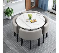 Modern Round Dining Table Set con 4 sedie in tessuto - Space-Saving Home Office & Reception Furniture for Small Spaces - Elegante Kitchen Table Design