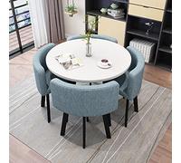 Modern Round Dining Table Set con 4 sedie in tessuto - Space-Saving Kitchen & Home Office Furniture for Reception & Dining Room - Elegante design compatto
