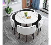 Modern Round Dining Table Set with 4 Fabric Chairs - Space-Saving Kitchen Table for Home Office & Reception - Elegante & Functional Furniture for Small Spaces