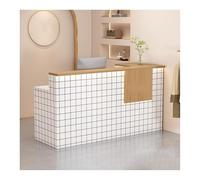 Modern Salon Reception Desk with LED Lights Spacious Front Counter Stylish Office Reception Desk (D3 RIGHT-100cm/39.4in) for Ultimate Customer Experience
