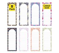 Modern Shop Magnetic Notepads - Notepads for Grocery List, Shopping List, To-Do List, Reminders -Strong Magnetic Back- Memo Notepad | 8 pack - Large | Floral