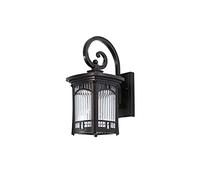 Modern Simple Ip43 Waterproof Outdoor Wall Sconces Semi-Flush Mount E27 European Square Exterior Wall Lights Villa Garden Courtyard Wall Lamp Lighting Fixtures, Brown/Striped Lampshade