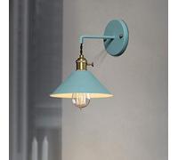 Modern Simple Iron Wall lamp Country Home Deco Wall Light LED with 7 Colors for Bedroom Living Room Restaurant Cafe Shop Aisle (Lampshade Color : Yellow) (Blue)