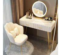 Modern Simple Makeup Vanity Desk Set with Cushioned Stool LED Lights Mirror and 3 Color Dimmerabile for Home Bedroom Beige 100cm/39.3in Ideal for Girls and Women