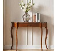Modern Solid Wood Console Table,Half-Moon Entryway Table with Drawer | Semi-Circle Entryway Vintage Sofa Tables,Versatile Entryway Tables,Drawer Storage(Red,89x28x80cm)