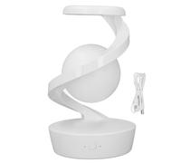 Modern Spiral Bedside Lamp Innovative 3D Visual Levitation Ball LED Table Lamp for Bedroom Living Room Office (White)