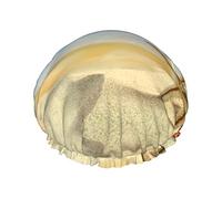 Modern Starfish And Coral On Sandy Beach Landscape Cuffia da a stampata, Cuffia da bagno impermeabile riutilizzabile per donna, uomo, ragazzo e ragazza Spa Salon