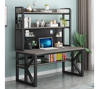 Modern Student Desk with Storage Compartments Pegboard and Large Work Table for Home Office Gray and Black 47 Inch