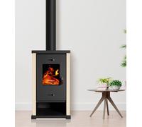 Modern Stufa a Legna con piano in acciaio - Prometey Eco Mini - 6.4 kw [EEK: A+]