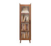Modern Style Tier Bookcase Tall Bookcase Floor Storage Shelf Multipurpose Cabinet with Door for Living Room Study Bedroom Office Brown 5F