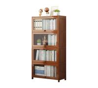 Modern Style Tier Bookcase Tall Bookcase Floor Storage Shelf with Acrylic Doors Multipurpose Cabinet for Living Room Study Bedroom Office Brown-5F 60cm